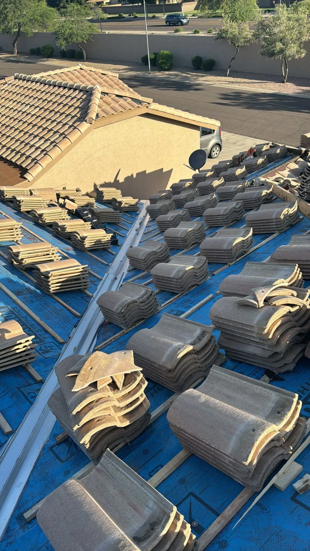 Tile relay in progress